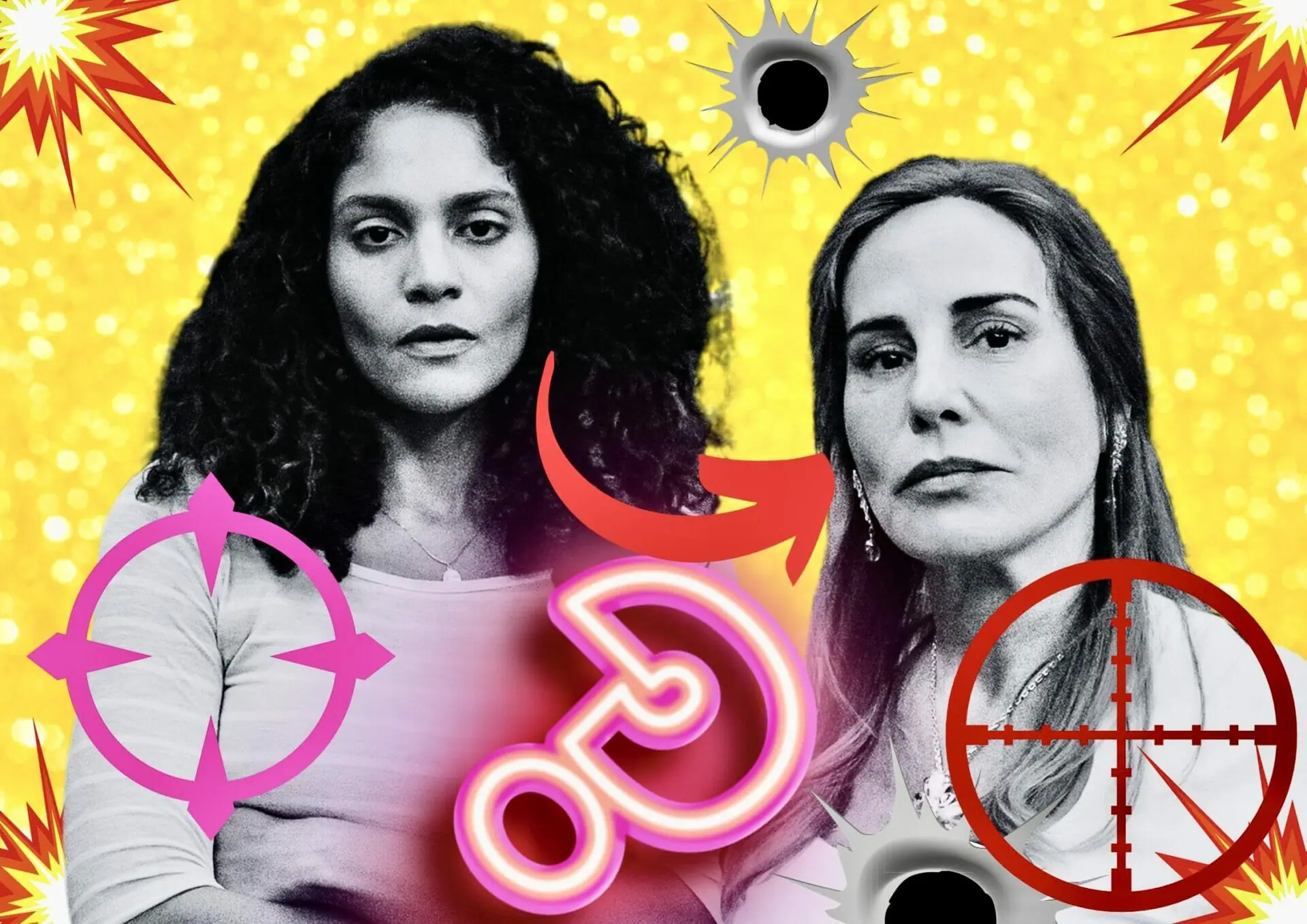 Irene (Gloria Pires) e Aline (Barbara Reis) de Terra e Paixão