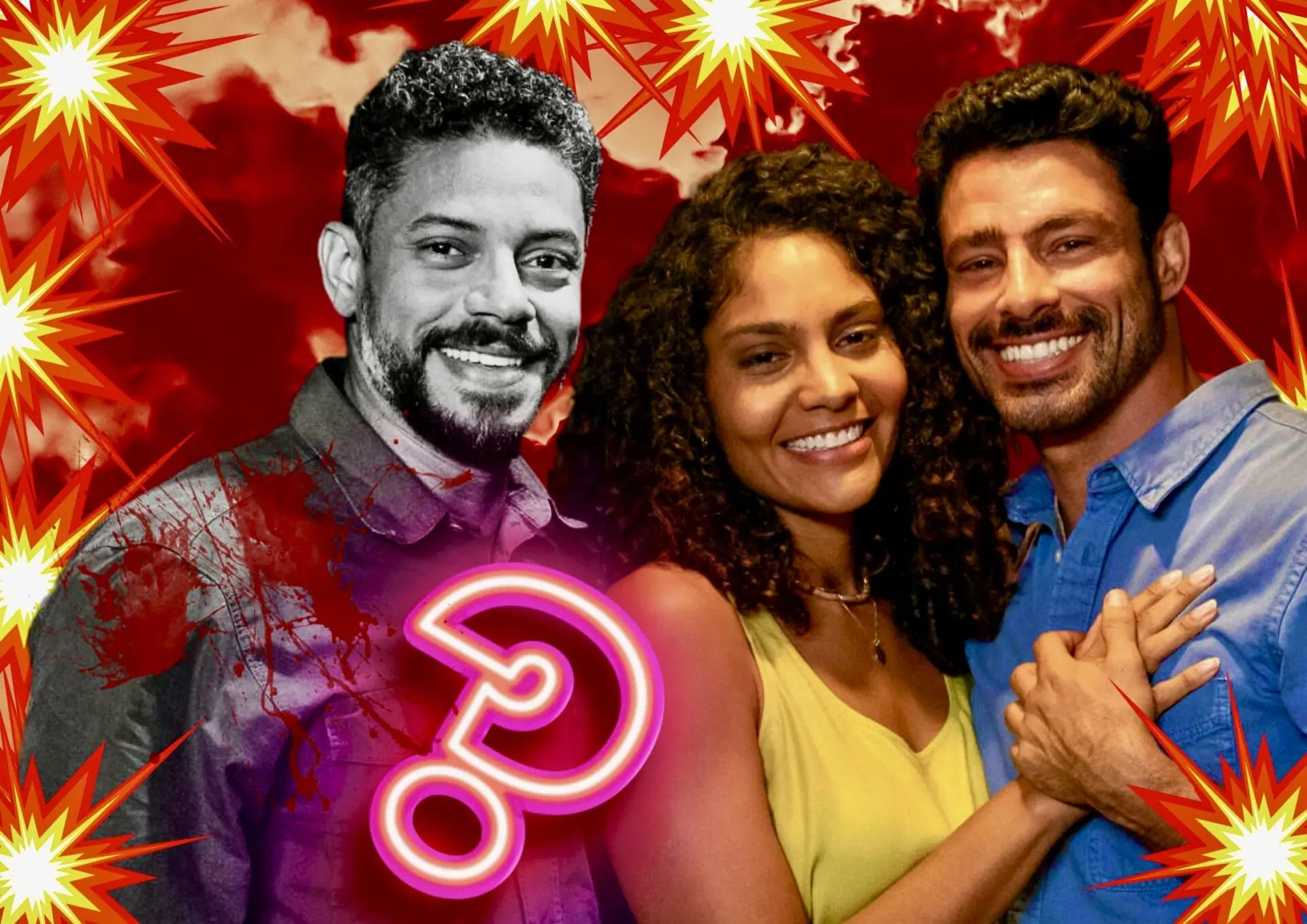 Aline (Barbara Reis), Caio (Cauã Reymond) e Jonatas (Paulo Lessa) em Terra e Paixão