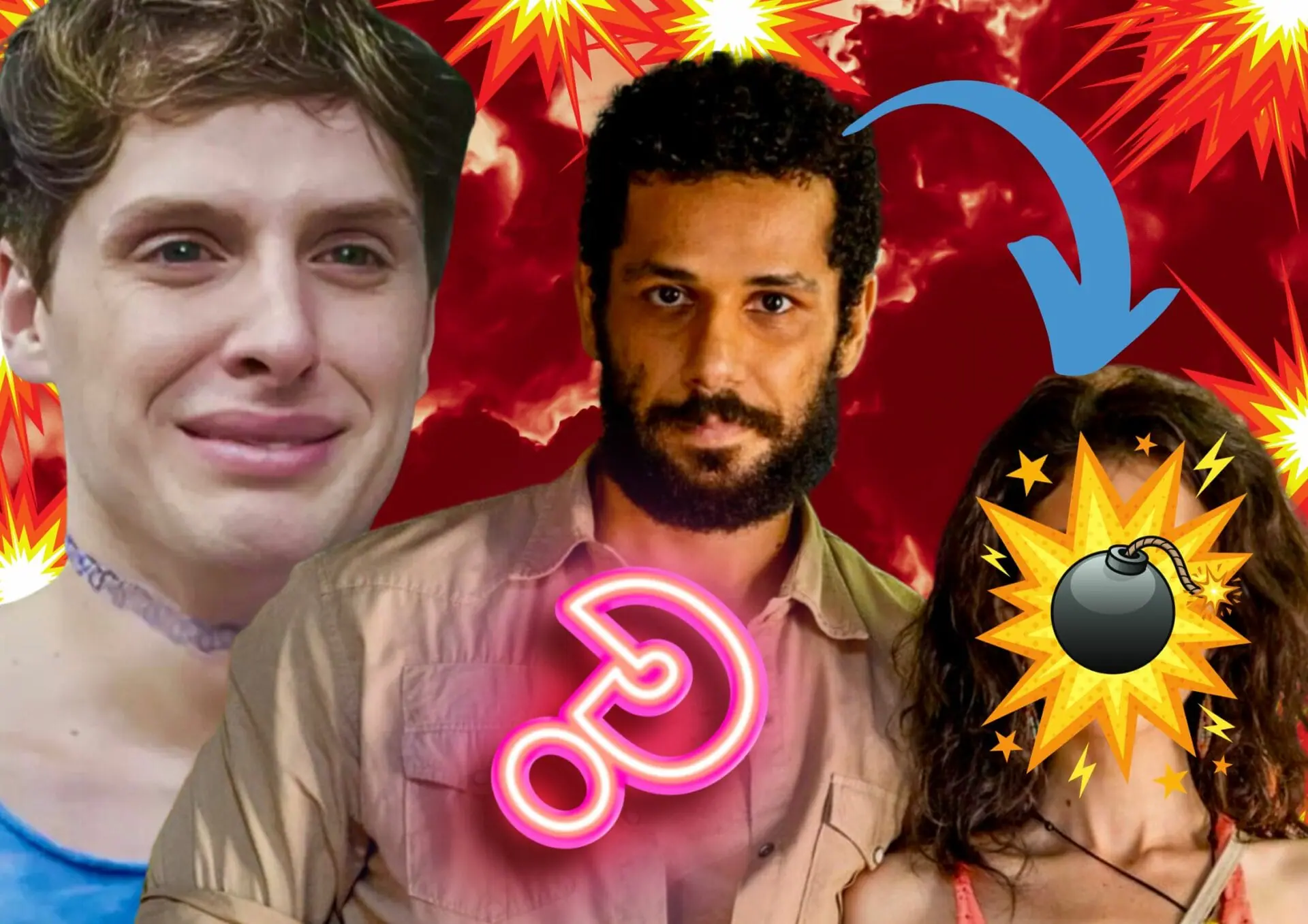 Raimunda (Carol Romano), Kelvin (Diego Martins) e Ramiro (Amaury Lorenzo) em Terra e Paixão