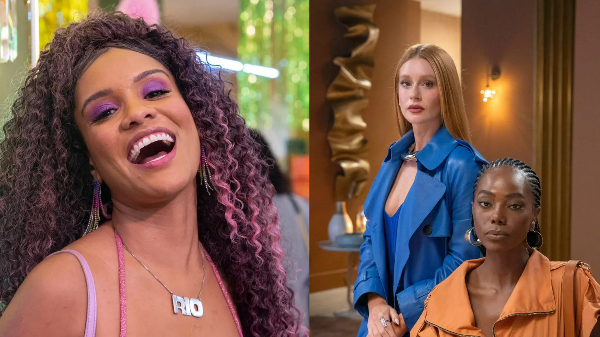 Soraya (Heslaine Vieira), Preciosa (Marina Ruy Barbosa) e Olívia (Jéssica Córes) em Fuzuê