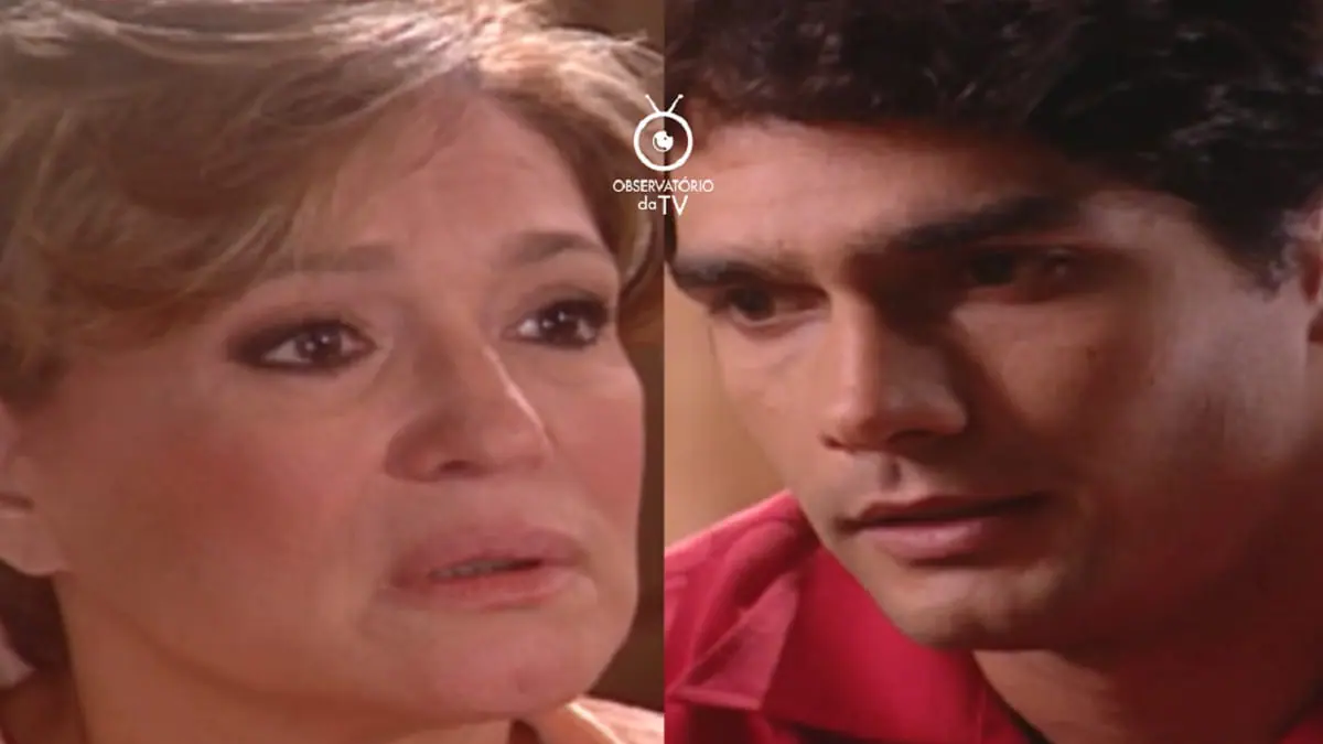 Lorena (Suzana Vieira) e Expedito (Rafael Calomeni) em Mulheres Apaixonadas