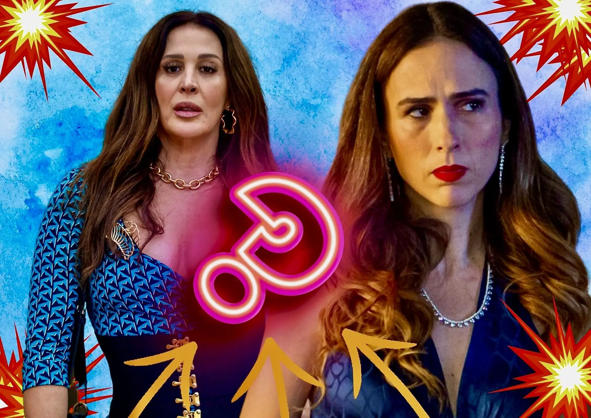 Emengarda/ Emmy (Claudia Raia) e Anely (Tata Werneck) em Terra e Paixão