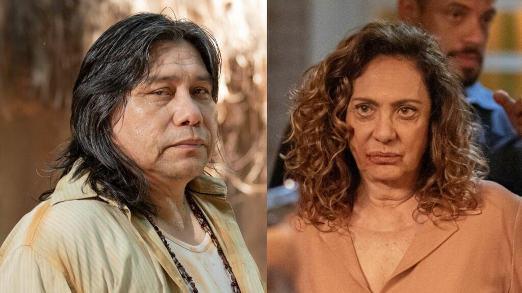 Jurecê (Daniel Munduruku) e Agatha (Eliane Giardini) em Terra e Paixão