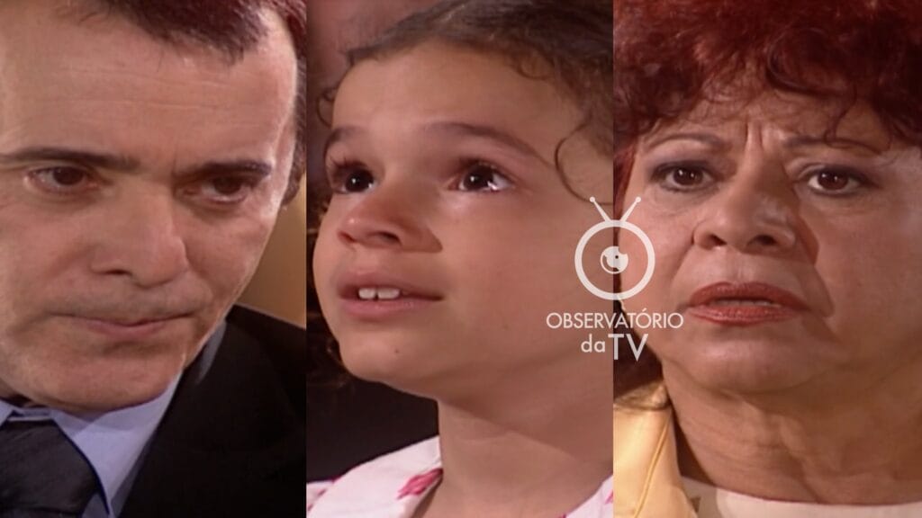 Téo (Tony Ramos), Salete (Bruna Marquezine) e Inês (Manoelita Lustosa) de Mulheres Apaixonadas
