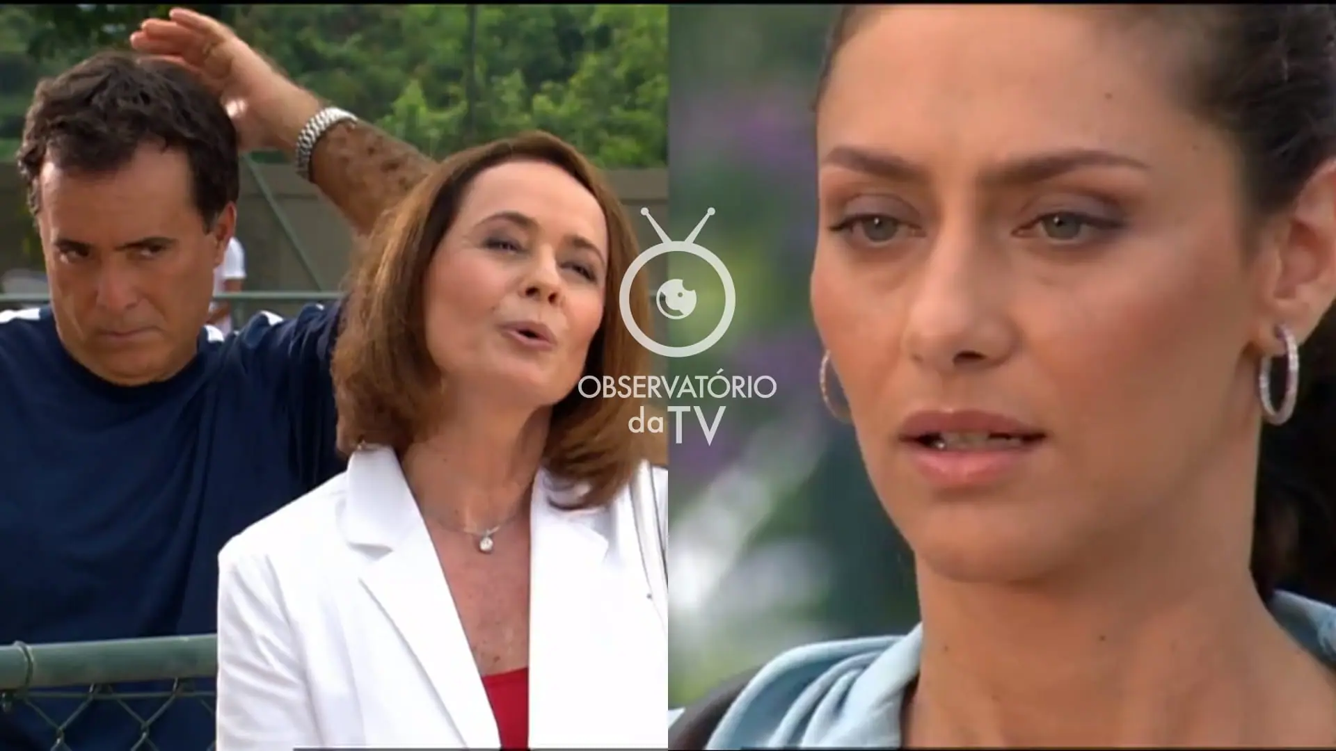 Antenor (Tony Ramos), Ana Luísa (Renée de Vielmond) e Fabiana (Maria Fernanda Cândido) de Paraíso Tropical