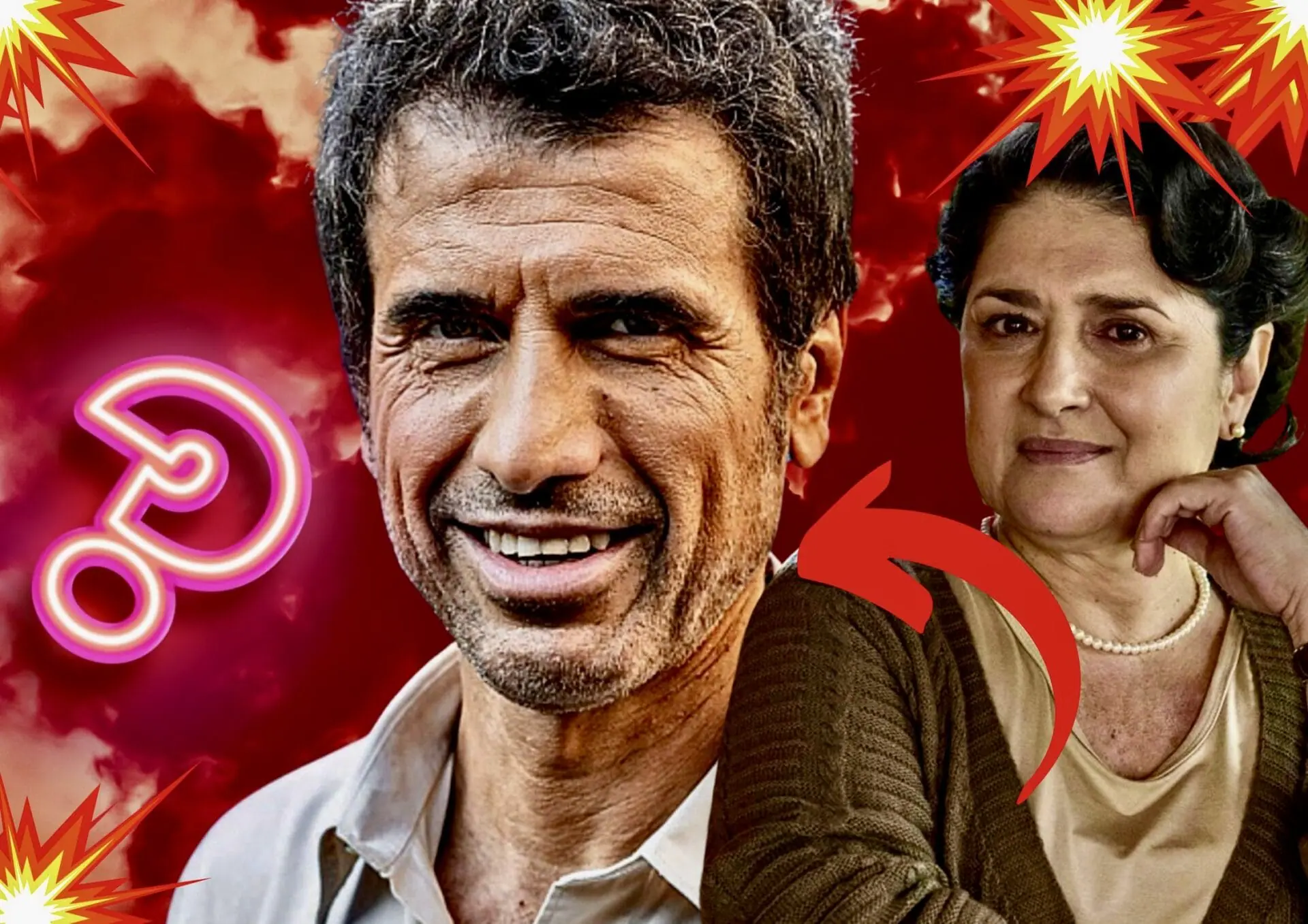 Angelina (Inez Viana) e Dirceu (Eriberto Leão) em Terra e Paixão