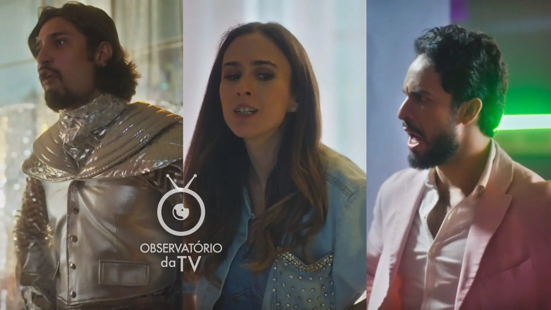 Natercinho (Daniel Rocha), Anely (Tatá Werneck) e Luigi (Rainer Cadete) de Terra e Paixão