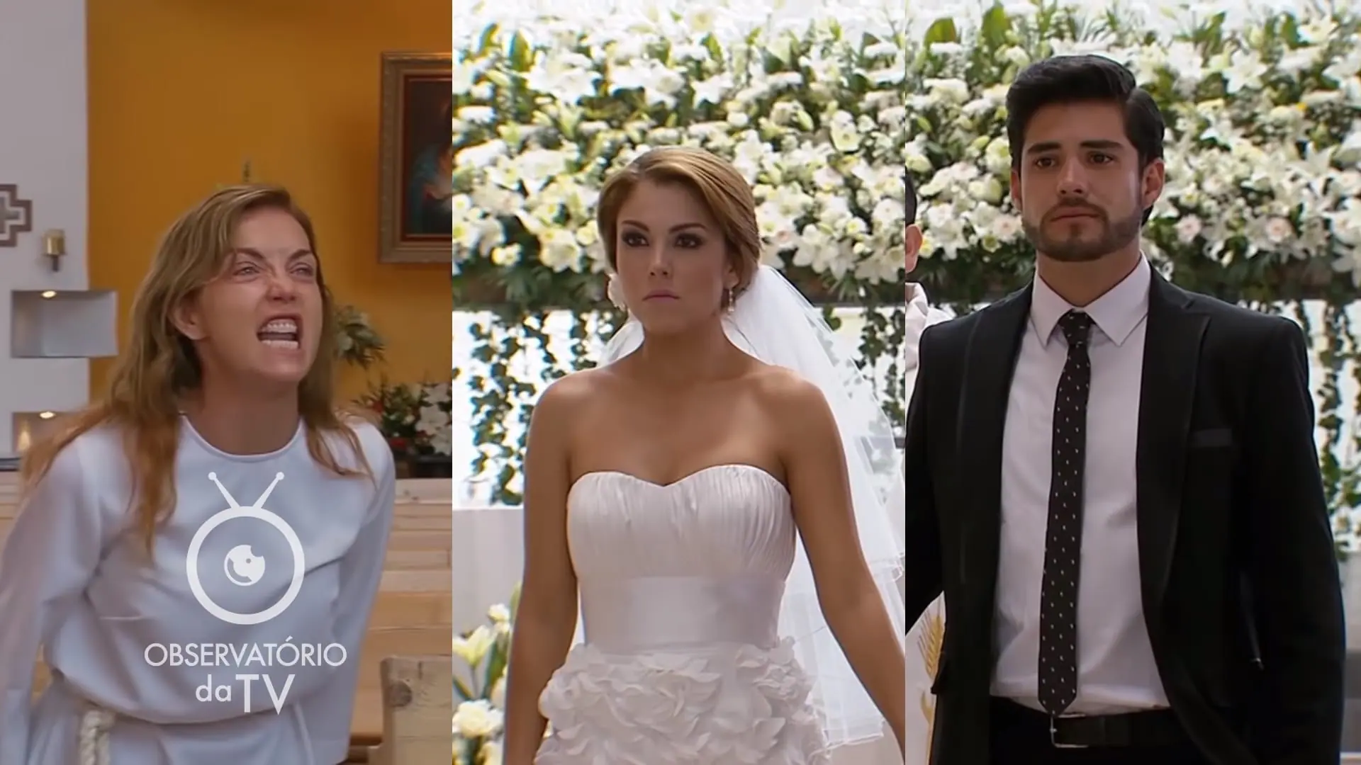 Roselena (Laura Flores), Jana (Ilean Almaguer) e Lorenzo (Erik Díaz) de Um Refúgio para o Amor
