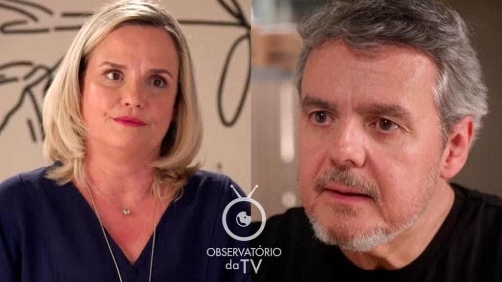 Vilma (Viétia Zangrandi) e Roberto (Cássio Gabus Mendes) de Elas por Elas