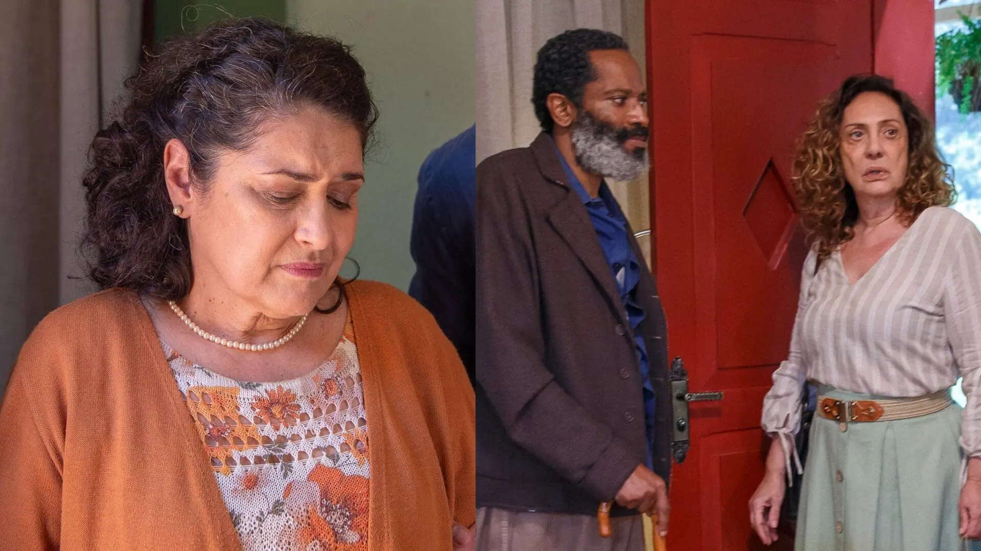 Angelina (Inez Viana), Gentil (Flávio Bauraqui) e Agatha (Eliane Giardini) em Terra e Paixão