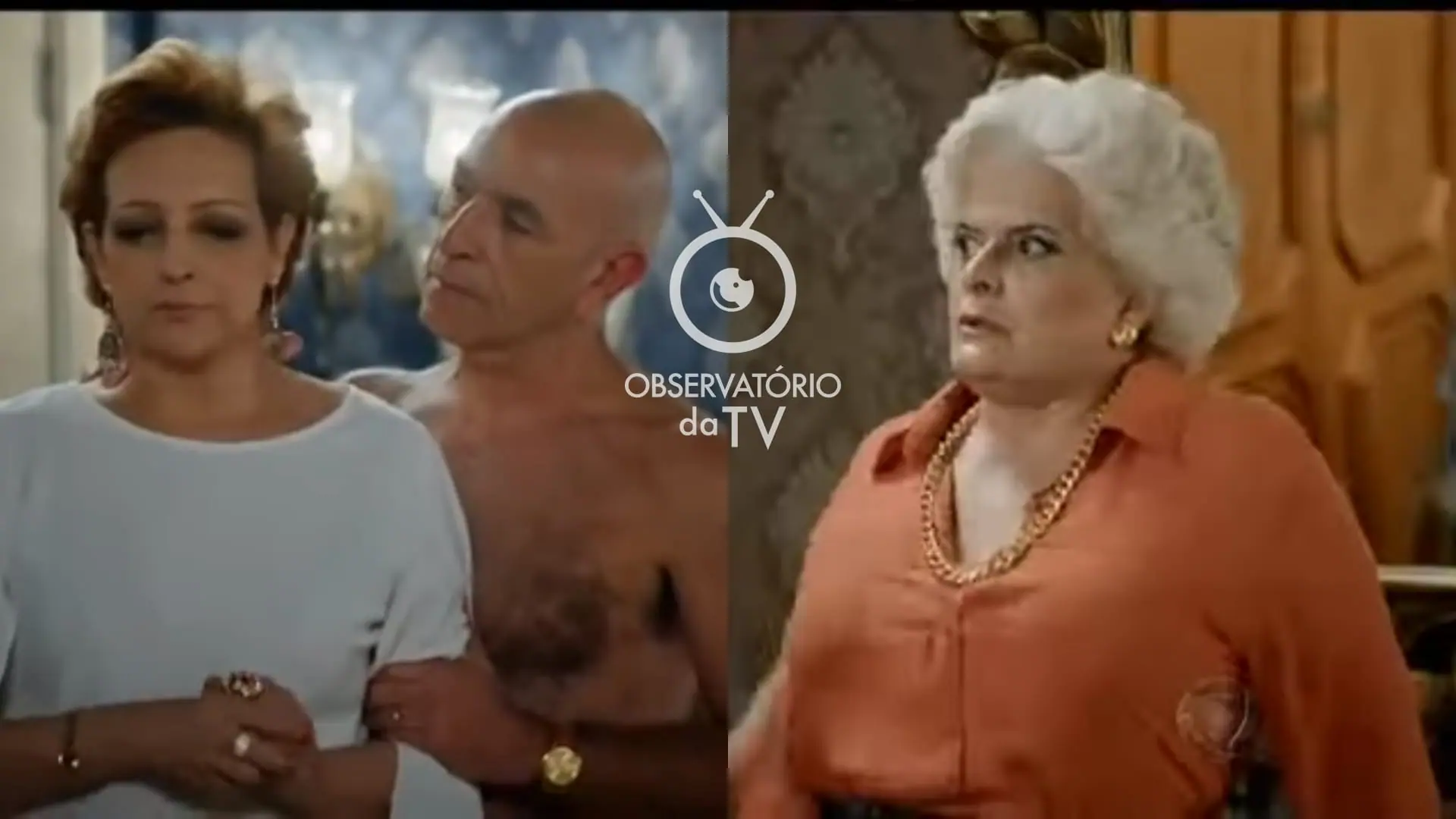 Stella (Betty Lago), Michelle (Luiz Guilherme) e Donana (Jussara Freire) de Pecado Mortal