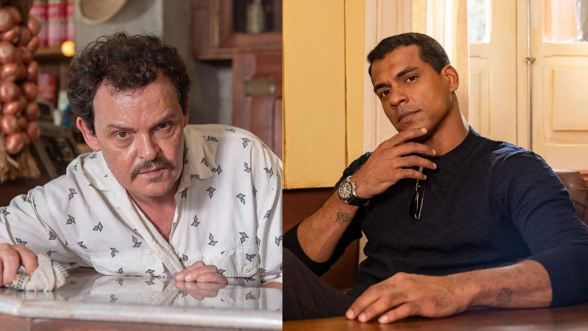 Norberto (Matheus Nachtergaele) e José Bento (Marcello Melo Jr.) em Renascer