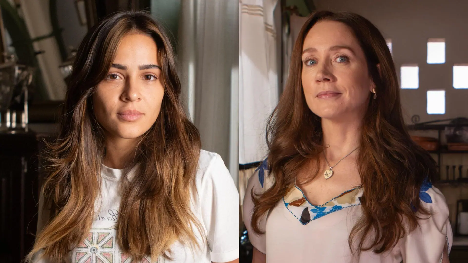 Sandra (Giullia Buscacio) e Dona Patroa (Camila Morgado) em Renascer