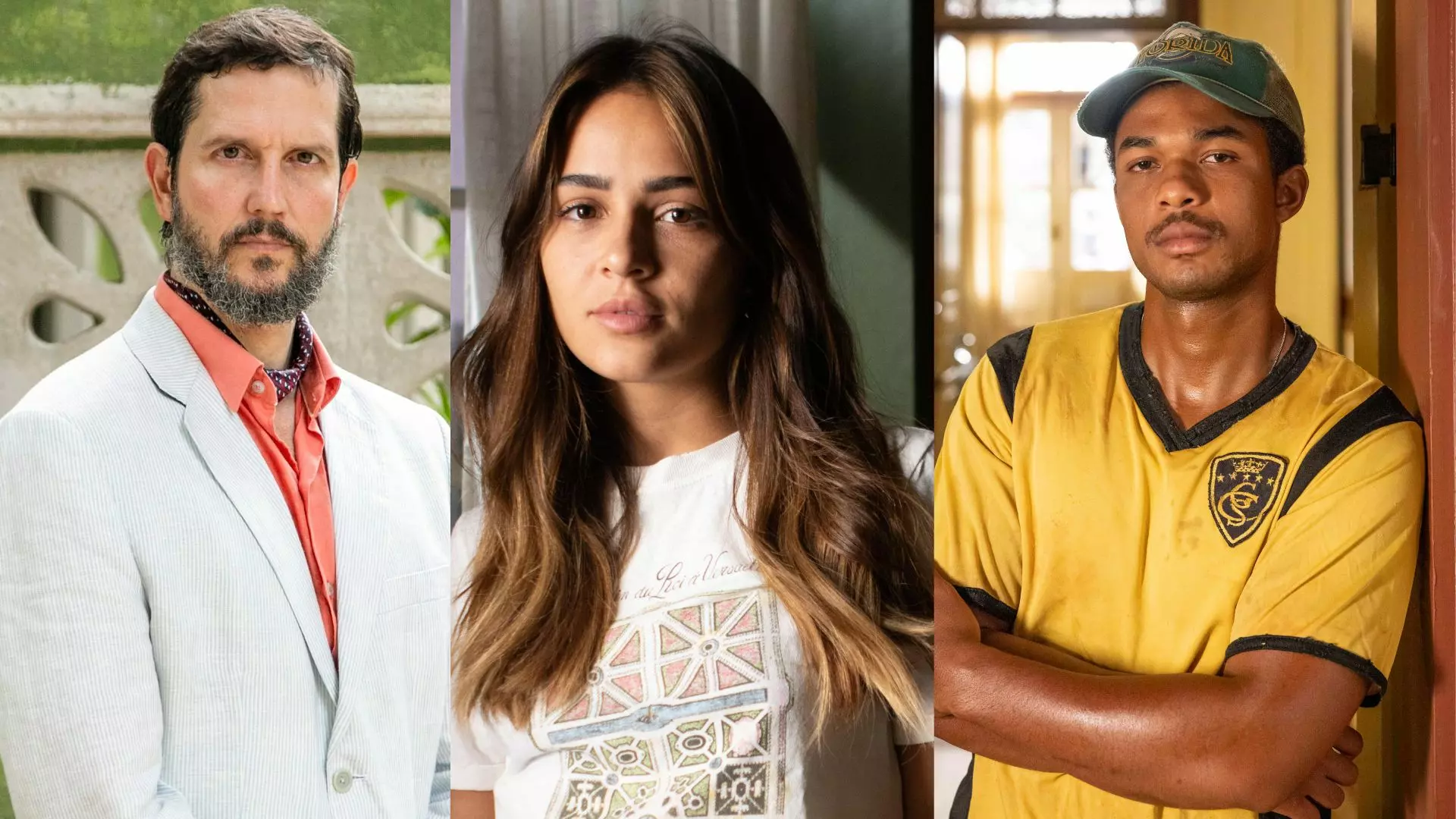 Egídio (Vladimir Brichta) Sandra (Giullia Buscacio) e João Pedro (Juan Paiva) em Renascer