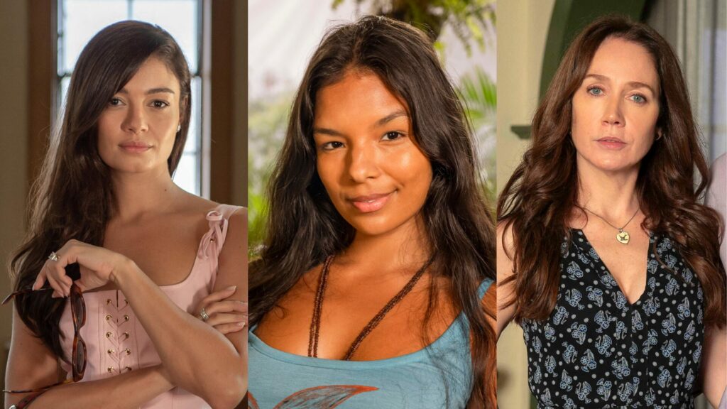 Eliana (Sophie Charlotte), Ritinha (Mell Muzzillo) e Dona Patroa (Camila Morgado) em Renascer