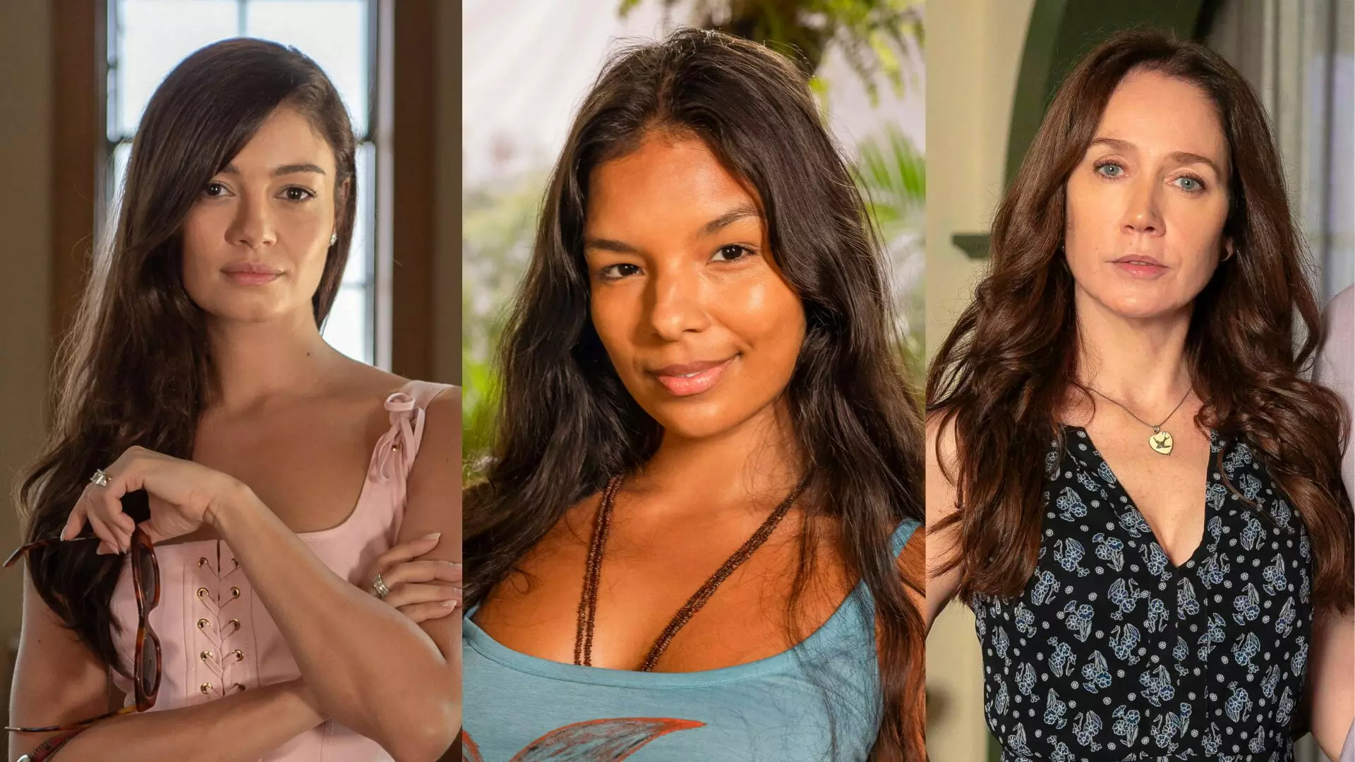 Eliana (Sophie Charlotte), Ritinha (Mell Muzzillo) e Dona Patroa (Camila Morgado) em Renascer