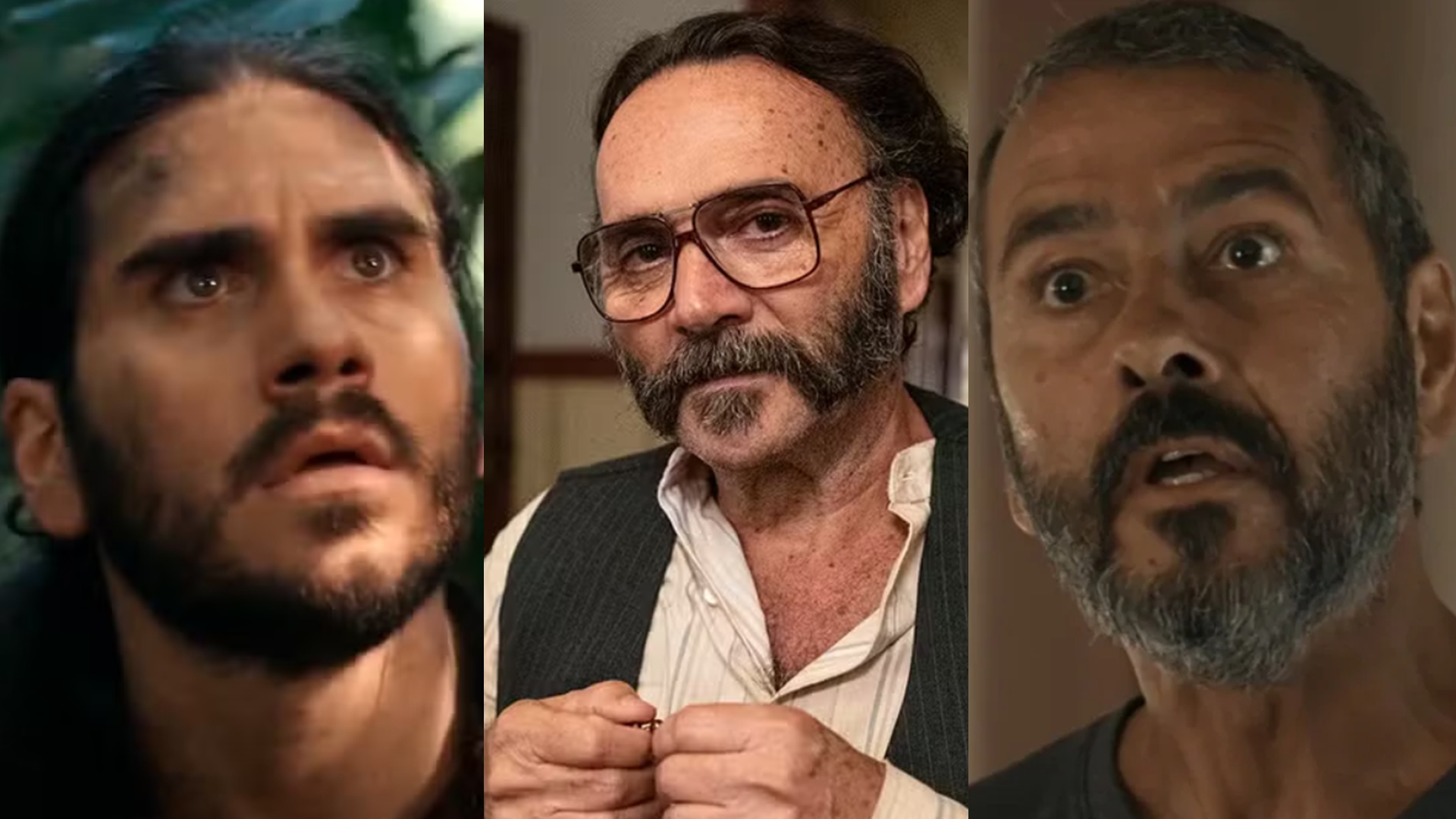 Rachid (Gabriel Sater), Rachid (Almir Sater) e José Inocêncio (Marcos Palmeira) de Renascer