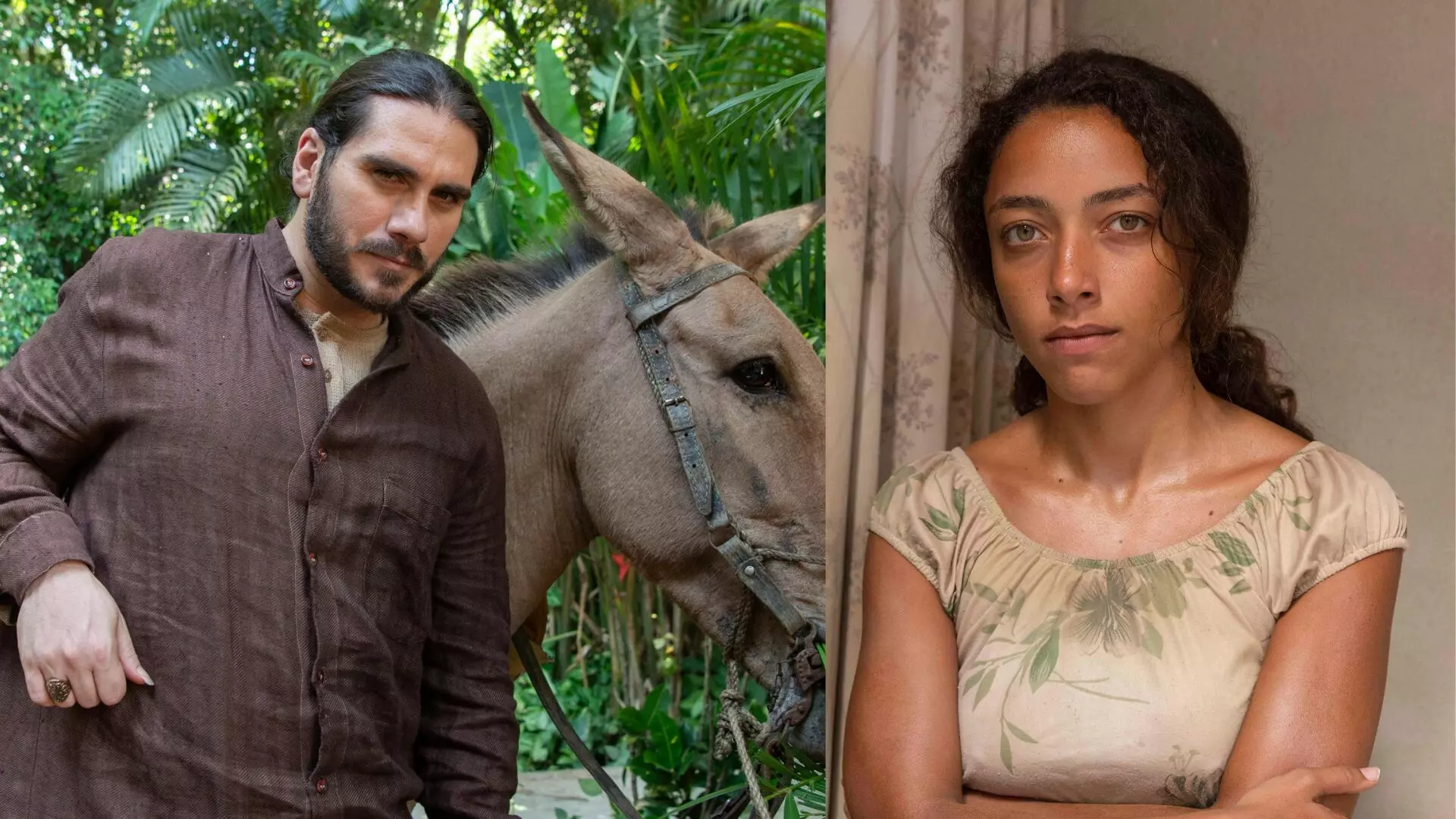 Rachid (Gabriel Sater) e Joana (Alice Carvalho) em Renascer
