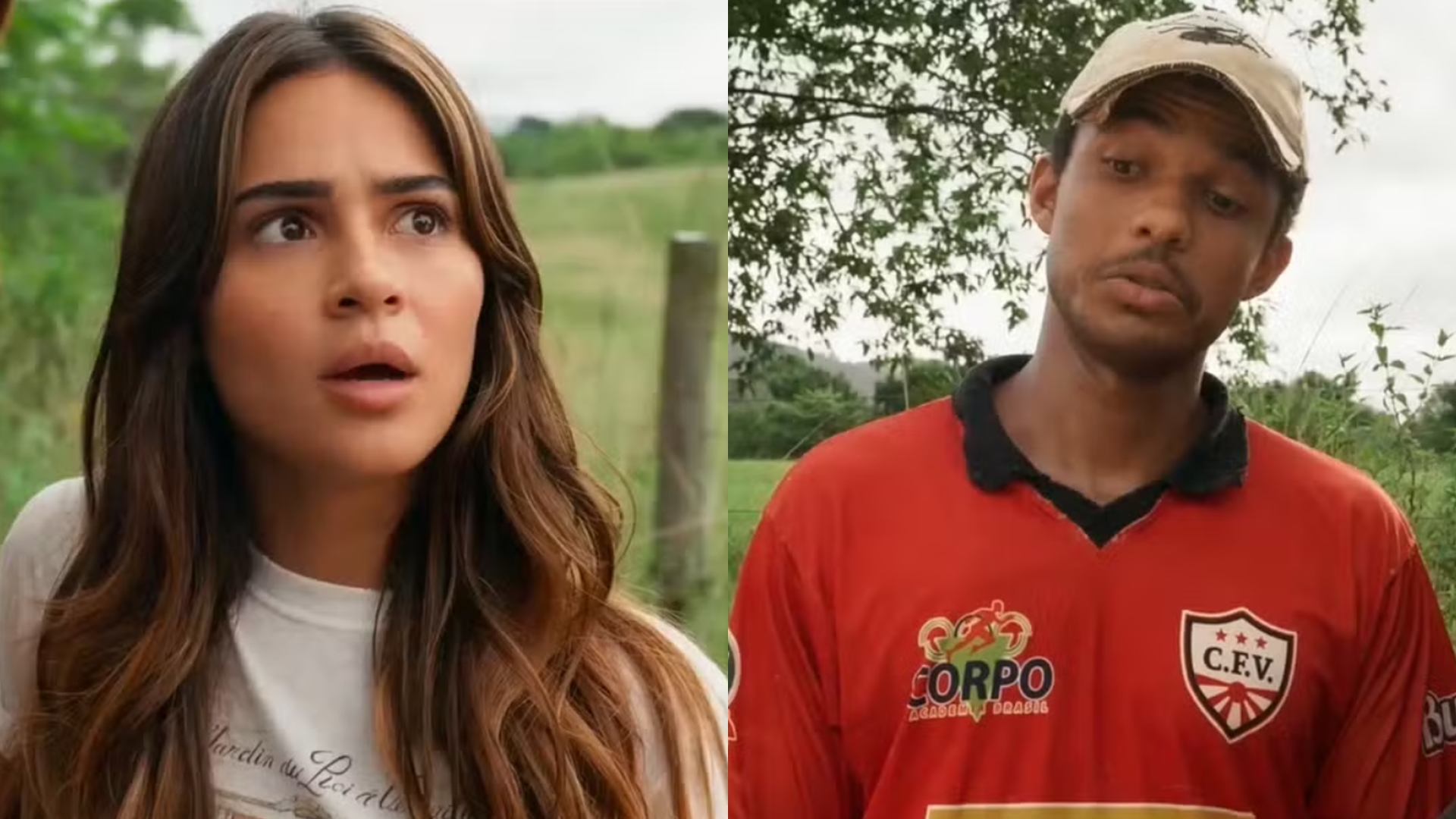 Sandra (Giullia Buscacio) e João Pedro (Juan Paiva) de Renascer