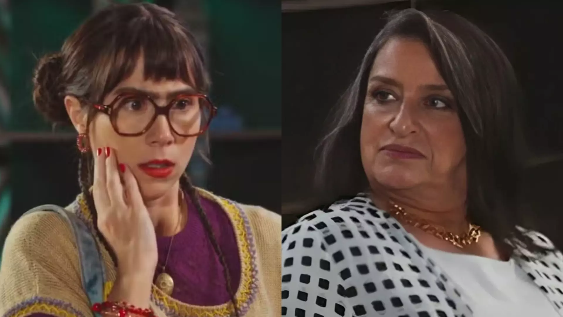 Lupita (Daphne Bozaski) e Leda (Grace Gianoukas) de Família é Tudo