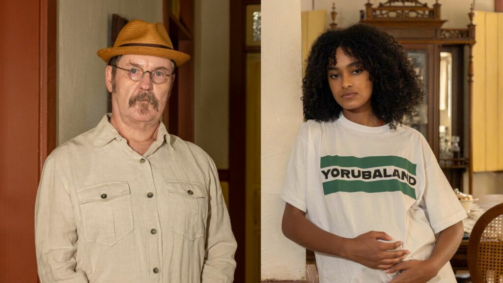 Belarmino (Antonio Calloni) e Teca (Lívia Silva) em Renascer