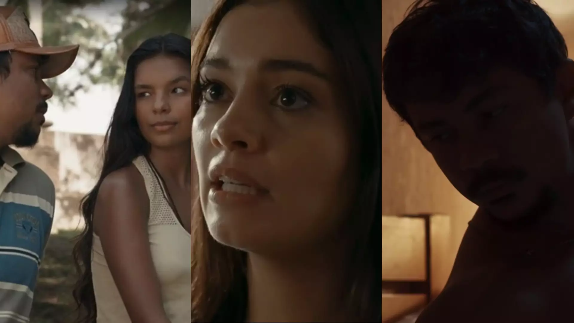 Damião (Xamã), Ritinha (Mell Muzzillo) e Eliana (Sophie Charlotte) de Renascer