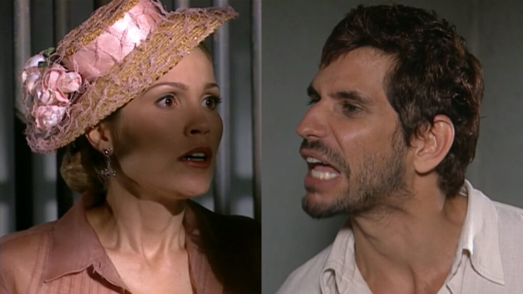 Cristina (Flávia Alessandra) e Guto (Alexandre Barillari) de Alma Gêmea