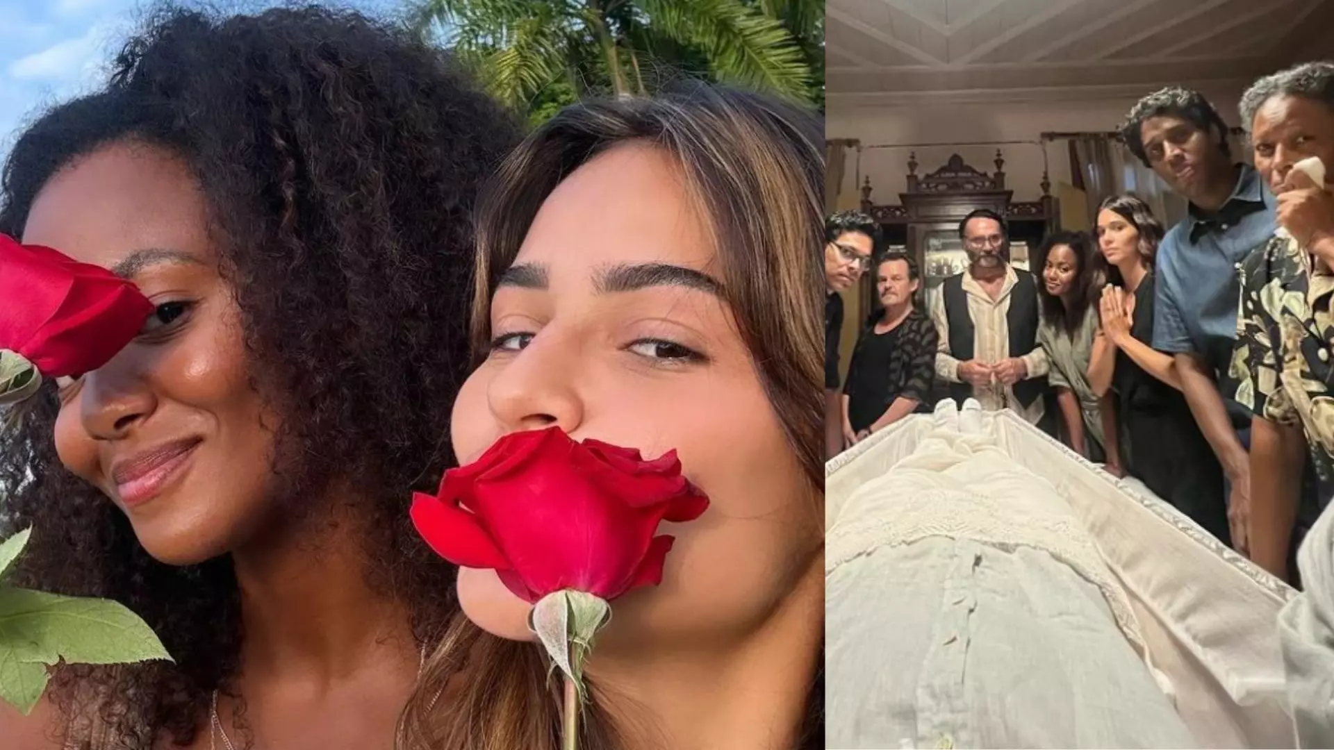 Professora Lu, Sandra e elenco em velório de Renascer
