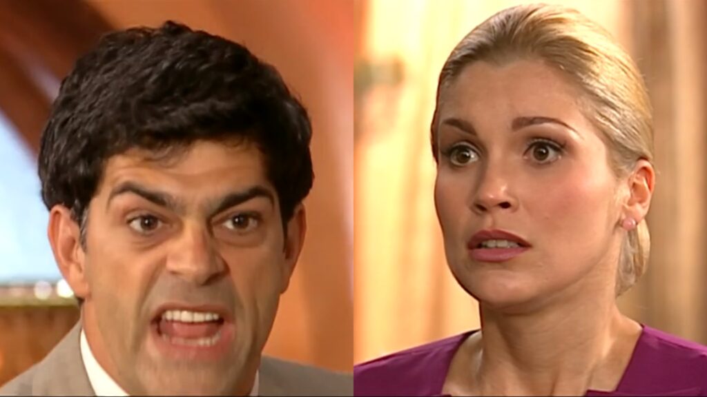 Rafael (Eduardo Moscovis) e Cristina (Flávia Alessandra) de Alma Gêmea