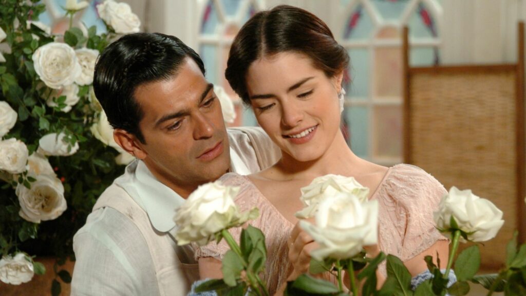 Rafael (Eduardo Moscovis) e Luna (Liliana Castro) em Alma Gêmea