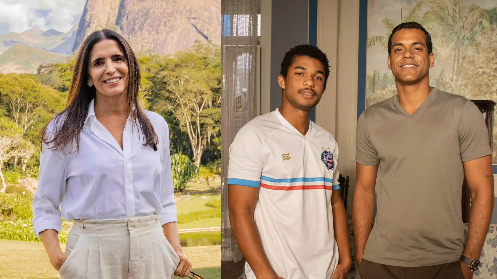 Aurora (Malu Mader), João Pedro (Juan Paiva) e José Bento (Marcelo Mello Jr) em Renascer