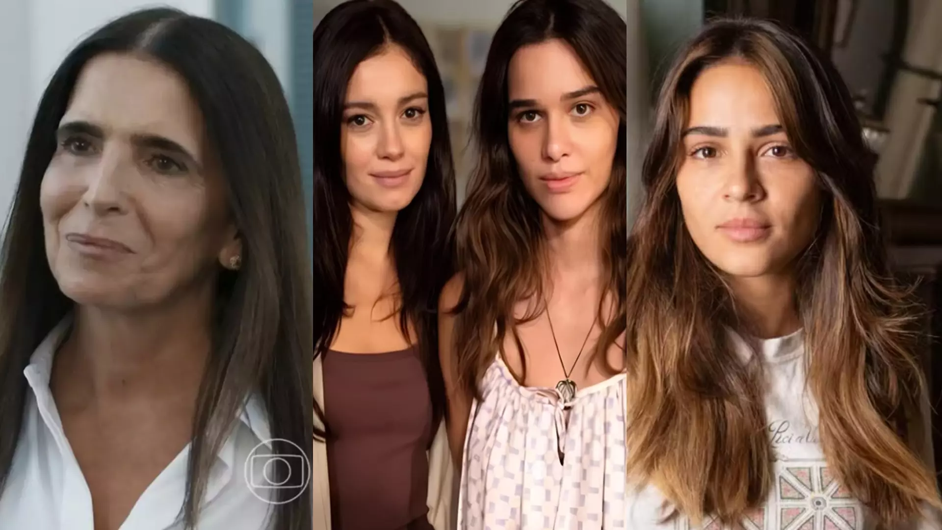 Aurora (Malu Mader), Eliana (Sophie Charlotte), Mariana (Theresa Fonseca) e Sandra (Giullia Buscacio) de Renascer