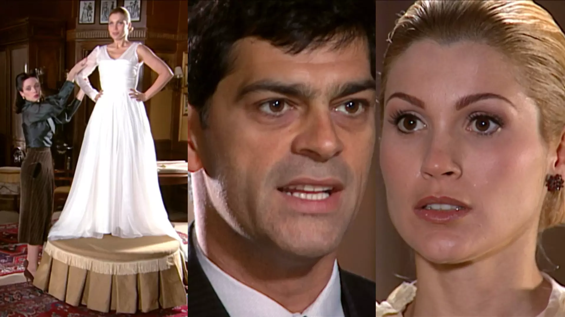 Cristina (Flávia Alessandra) e Rafael (Eduardo Moscovis) de Alma Gêmea