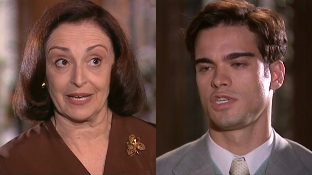 Débora (Ana Lucia Torre) e Felipe (Sidney Sampaio) de Alma Gêmea