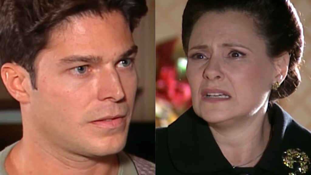 Hélio (Erik Marmo) e Agnes (Elizabeth Savala) de Alma Gêmea
