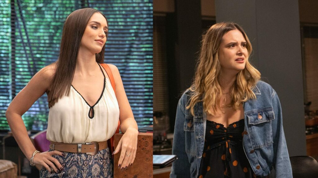 Jéssica (Rafa Kalimann) e Electra (Juliana Paiva) em Família É Tudo