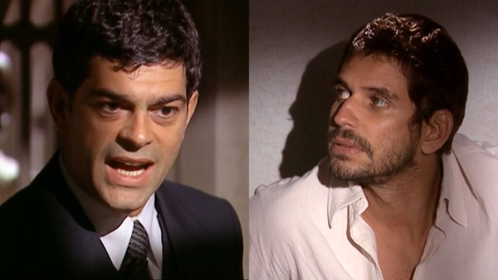 Rafael (Eduardo Moscovis) e Guto (Alexandre Barillari) de Alma Gêmea