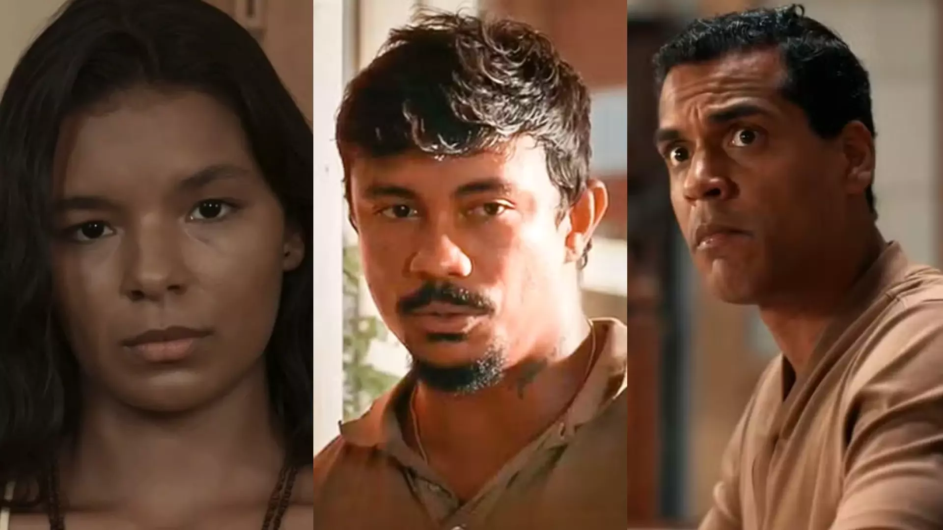 Ritinha (Mell Muzzillo), Damião (Xamã) e José Augusto (Renan Monteiro) de Renascer