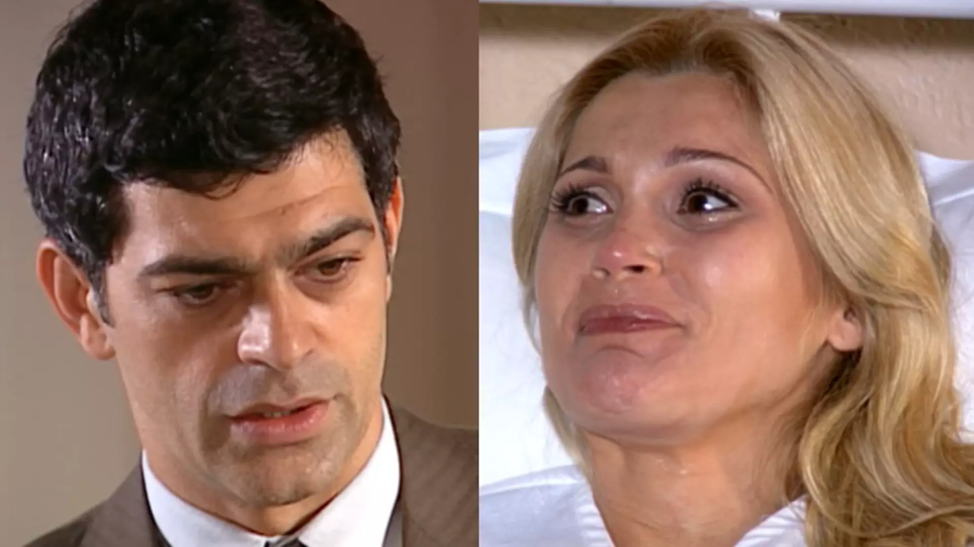 Cristina (Flávia Alessandra) e Rafael (Eduardo Moscovis) de Alma Gêmea