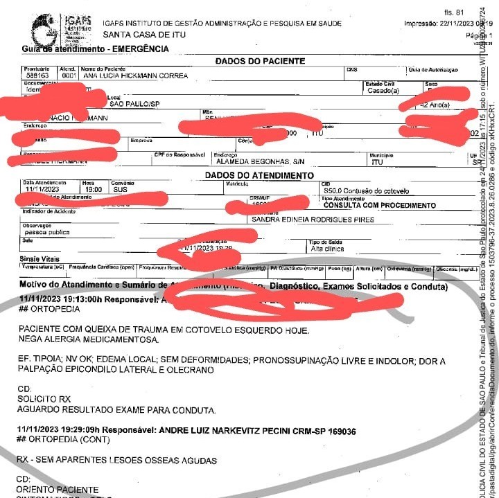Laudo do exame de corpo de delito, feito em 11/11, não fala em agressão, tampouco ela falou