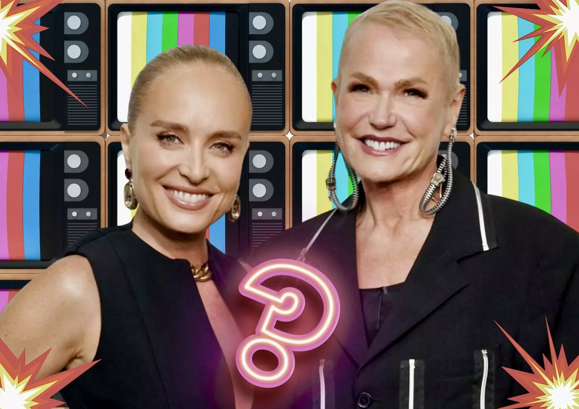 Xuxa e Angélica no palco do 'Domingão'