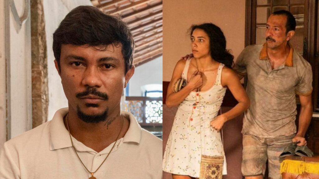 Damião (Xamã), Joana (Alice Carvalho) e Tião (Irandhir Santos) em Renascer