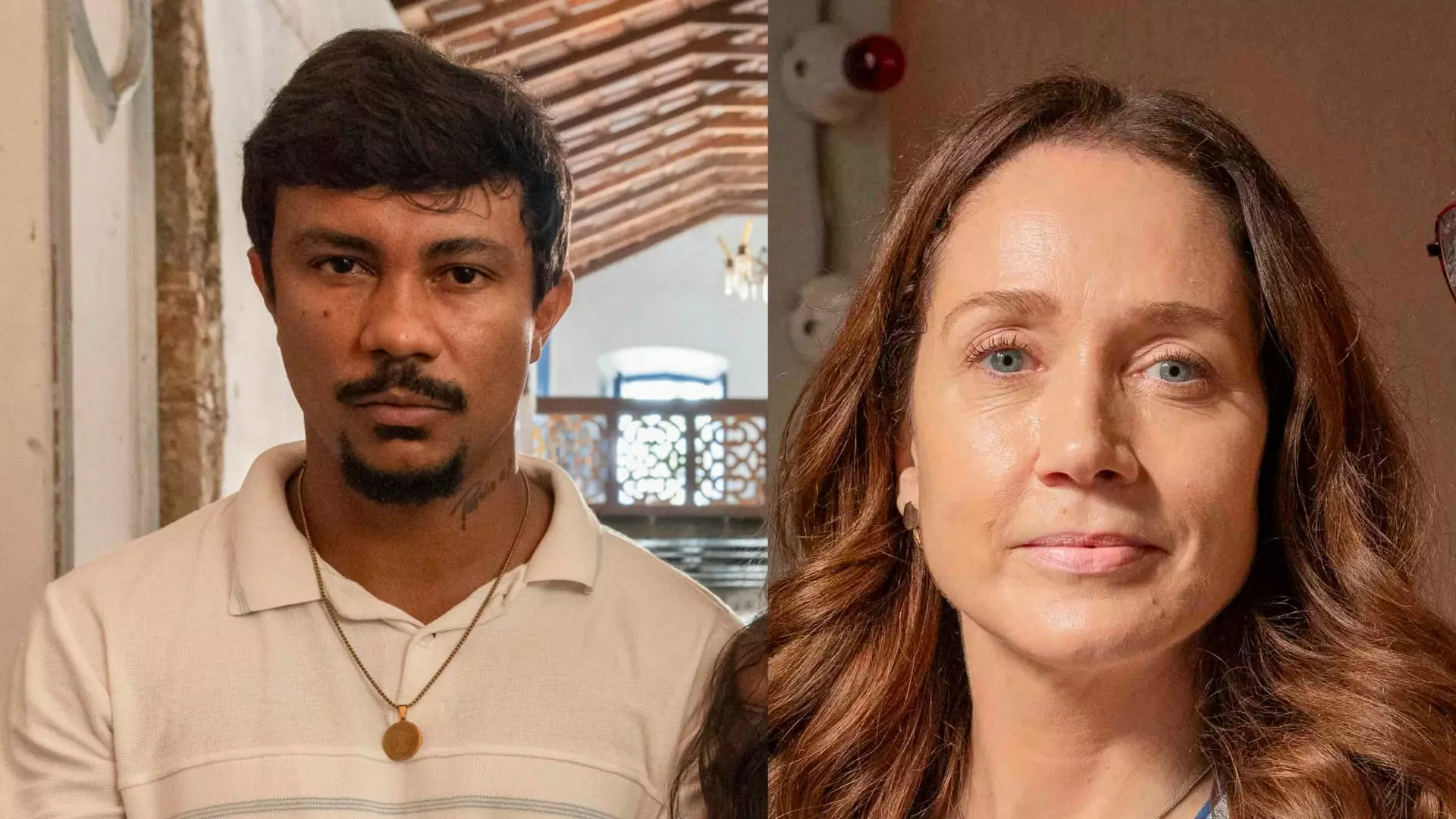 Damião (Xamã) e Dona Patroa (Camila Morgado) em Renascer