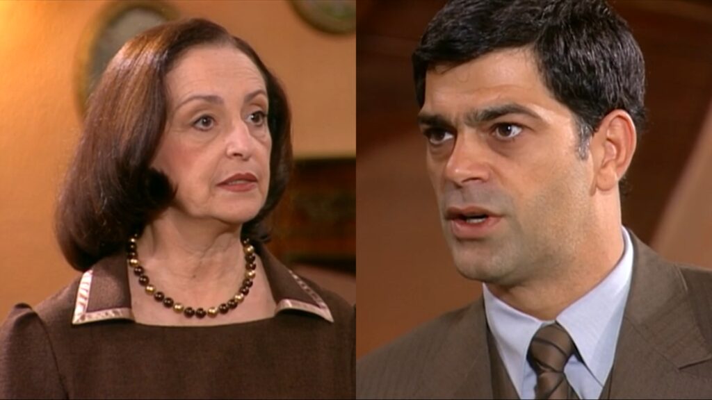 Débora (Ana Lucia Torre) e Rafael (Eduardo Moscovis) de Alma Gêmea