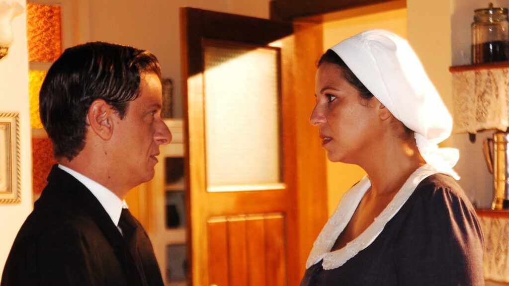 Eurico (Ernesto Piccolo) e Zulmira (Carla Daniel) em Alma Gêmea