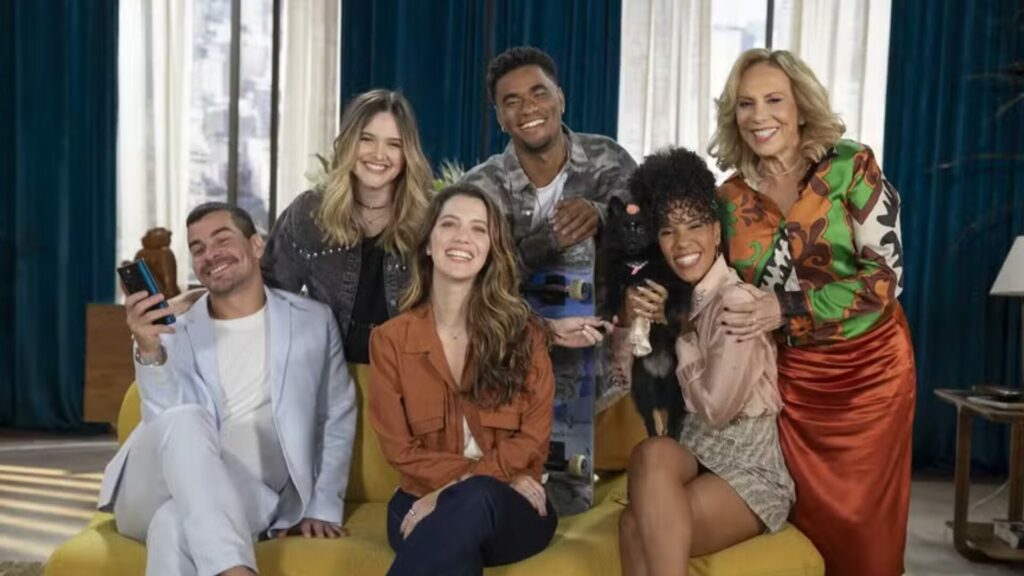 Frida (Arlete Salles) com os netos em Família É Tudo