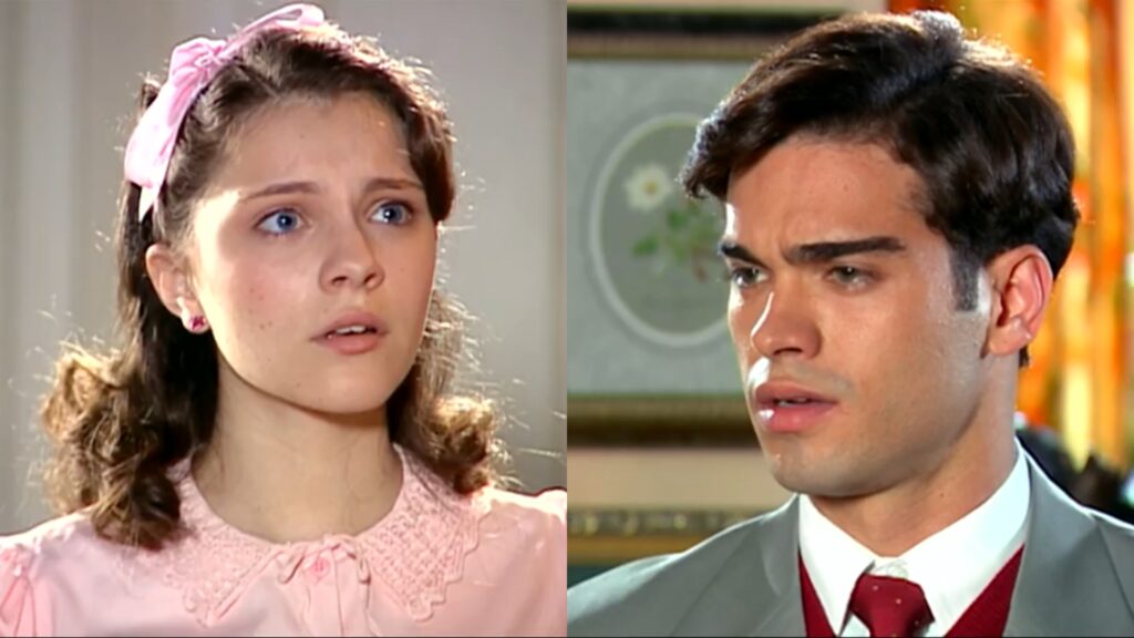 Mirella (Cecília Dassi) e Felipe (Sidney Sampaio) de Alma Gêmea