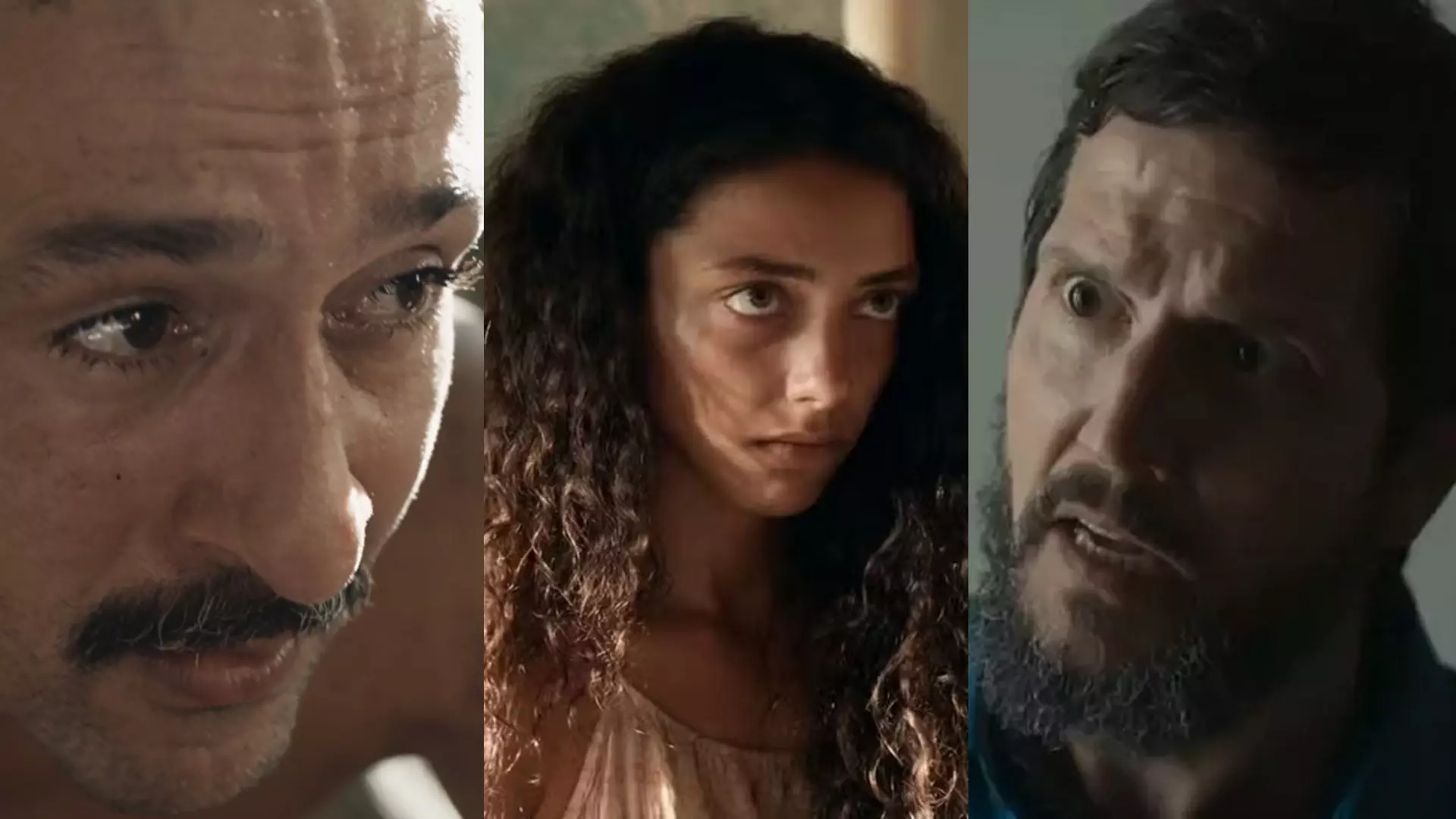 Tião (Irandhir Santos), Joana (Alice Carvalho) e Egídio (Vladimir Brichta) de Renascer