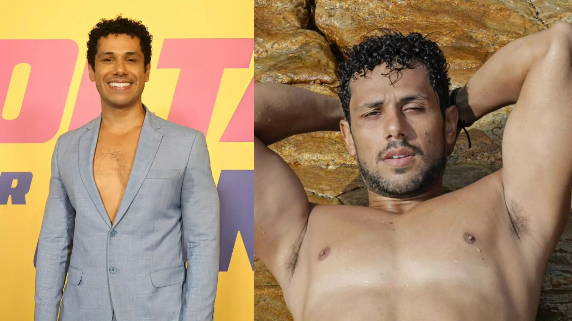 Amaury Lorenzo na pré-estreia de Volta por Cima; ao lado em foto de seu Instagram