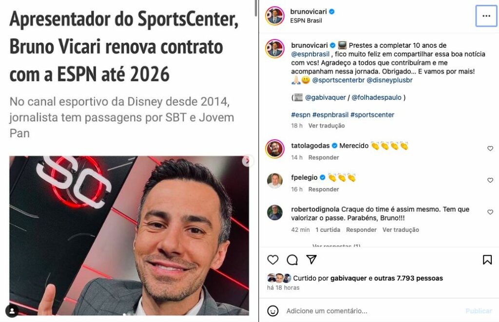 Bruno Vicari renova com a ESPN